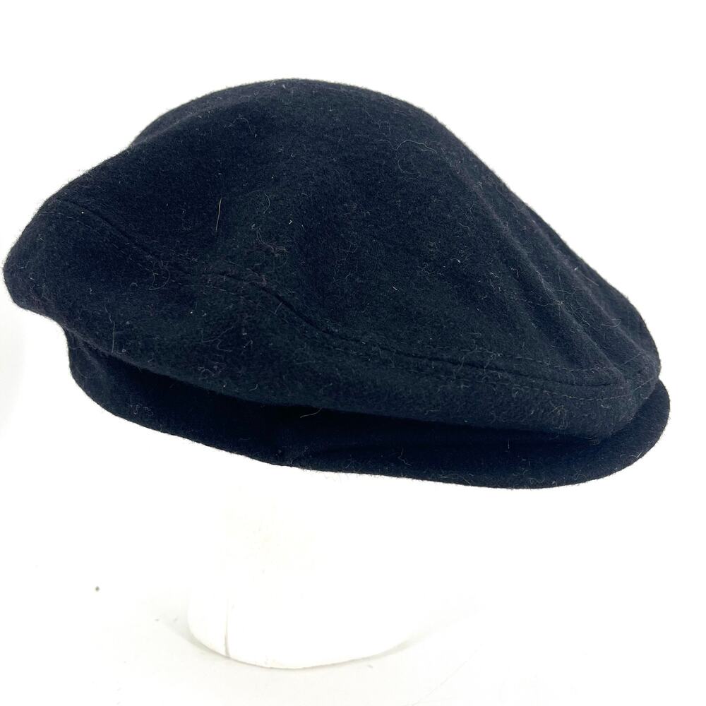 Dorfman Pacific Vintage Black Wool Peaked Flat Cap XL Newspaper Boy - Picture 1 of 6